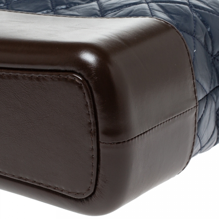 Pre Owned Chanel Blue/Brown Leather Gabrielle Hobo 