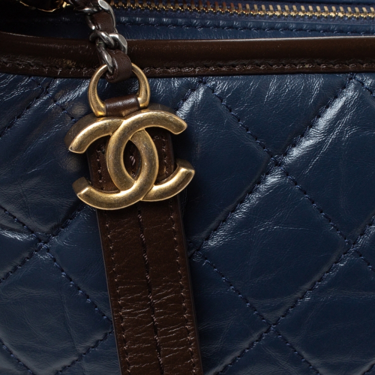 Pre Owned Chanel Blue/Brown Leather Gabrielle Hobo 