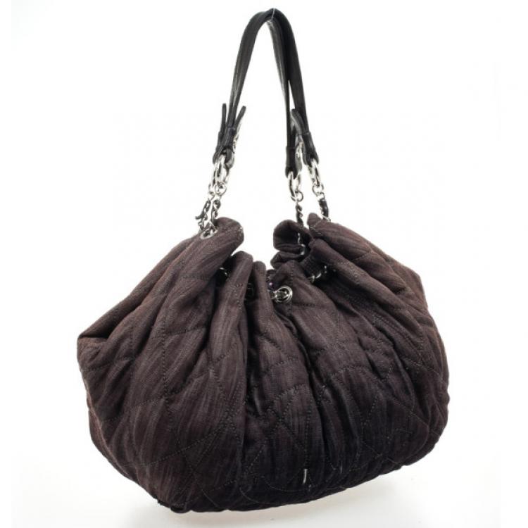 Pre Owned Chanel Brown Denim XL Coco Cabas Spirit Hobo Bag