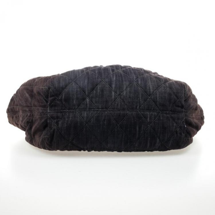 Pre Owned Chanel Brown Denim XL Coco Cabas Spirit Hobo Bag