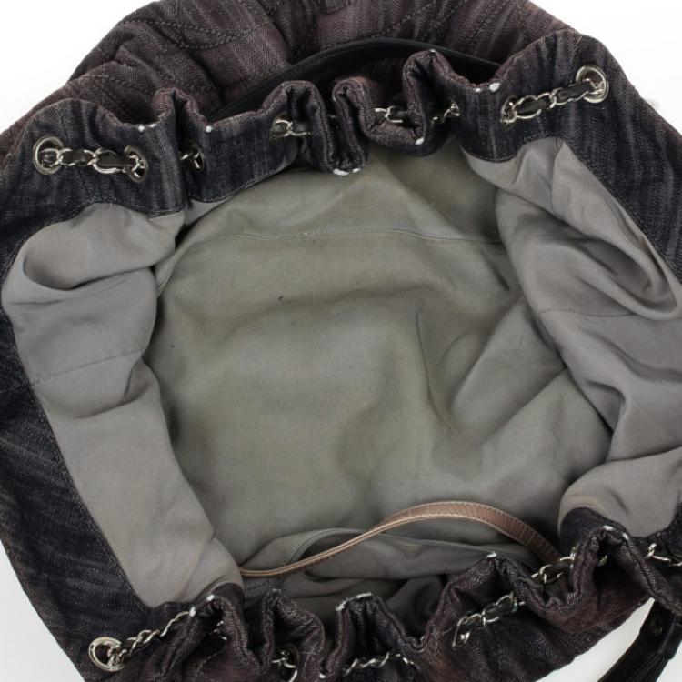 Pre Owned Chanel Brown Denim XL Coco Cabas Spirit Hobo Bag