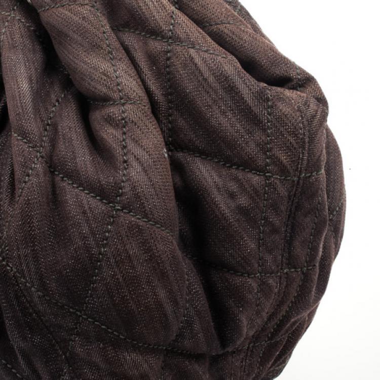 Pre Owned Chanel Brown Denim XL Coco Cabas Spirit Hobo Bag