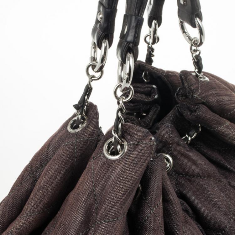 Pre Owned Chanel Brown Denim XL Coco Cabas Spirit Hobo Bag