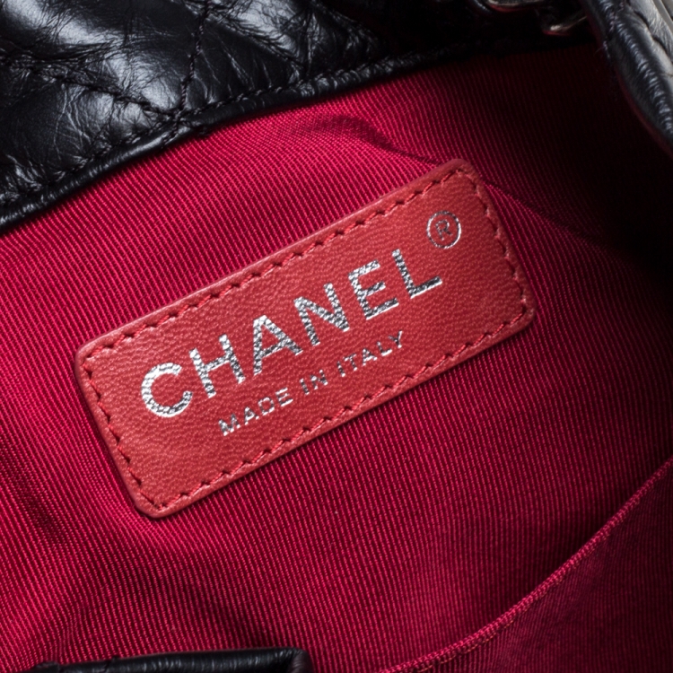 Pre Owned Chanel Black Aged Quilted Leather Small Gabrielle Backpack