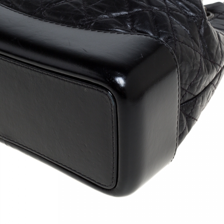 Pre Owned Chanel Black Aged Quilted Leather Small Gabrielle Backpack