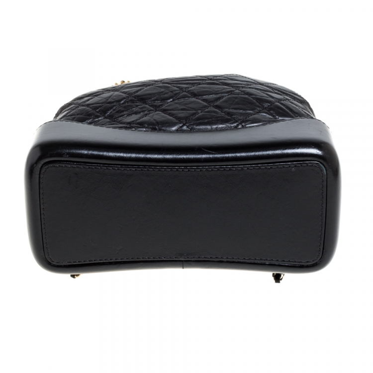 Pre Owned Chanel Black Aged Quilted Leather Small Gabrielle Backpack