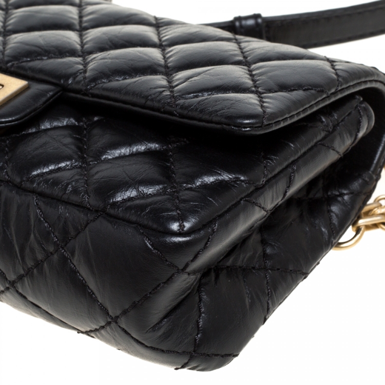Pre Owned Chanel Black Quilted Leather Reissue 2.55 Belt Bag