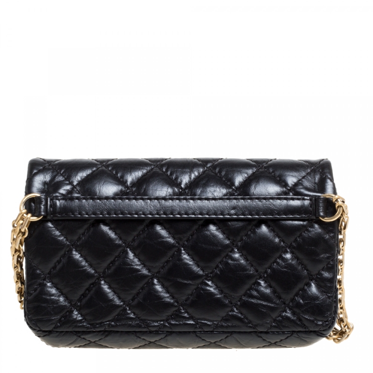 Pre Owned Chanel Black Quilted Leather Reissue 2.55 Belt Bag