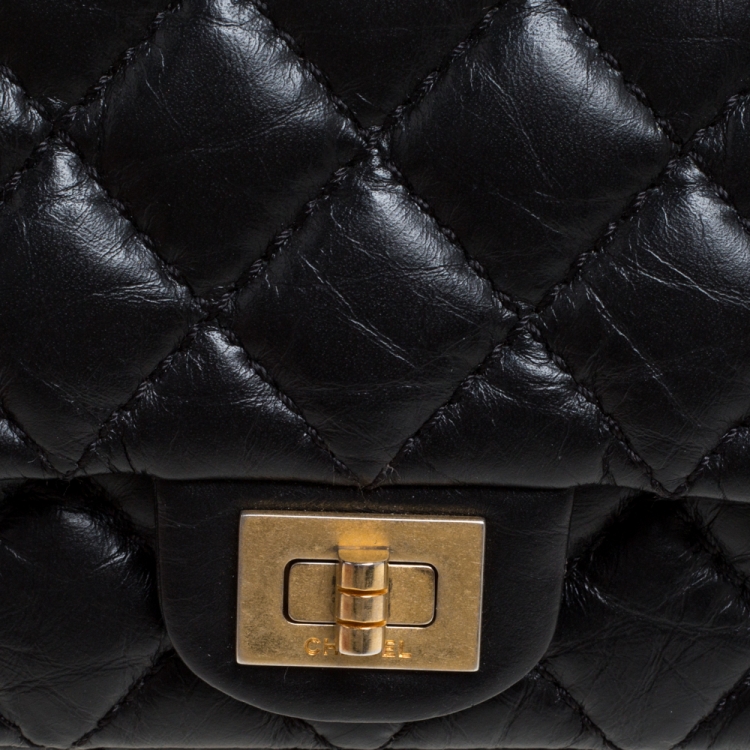 Pre Owned Chanel Black Quilted Leather Reissue 2.55 Belt Bag