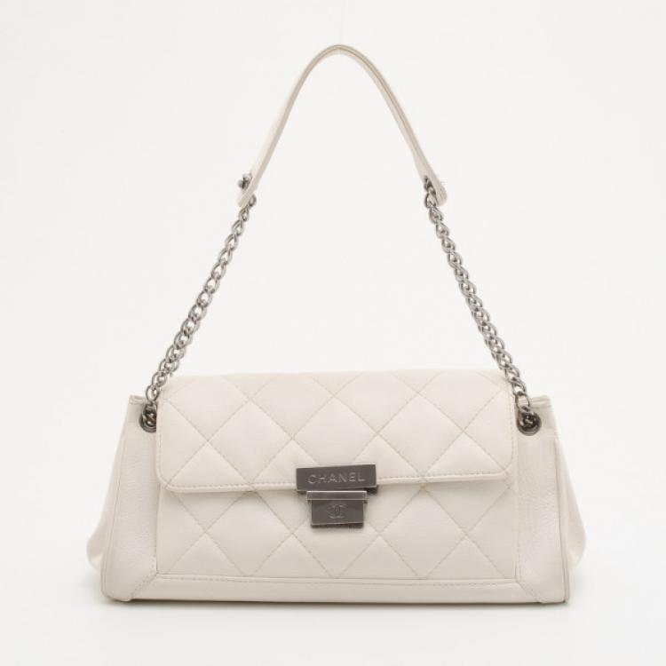 CHANEL Lambskin Mademoiselle Flap White 1164787