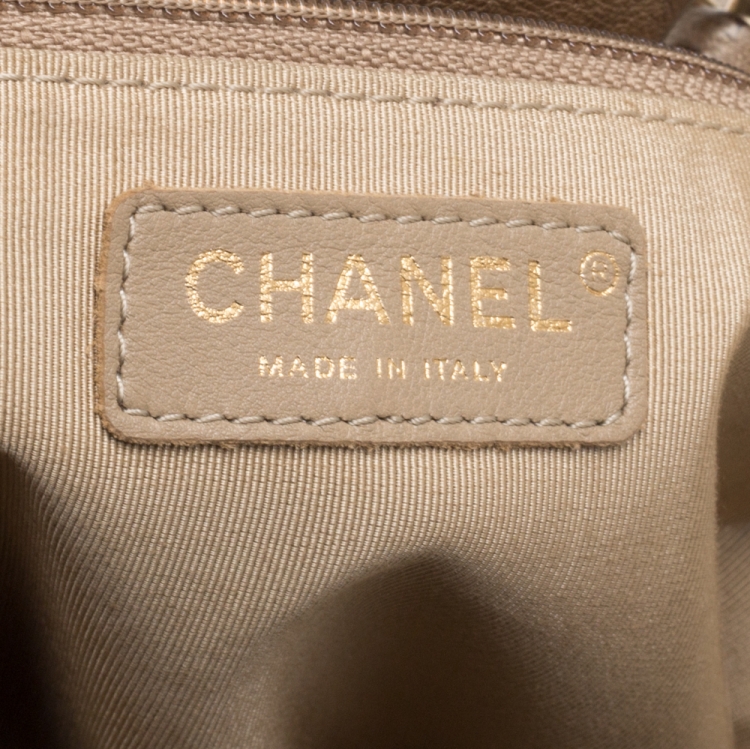 Pre Owned Chanel Beige Leather Trianon Tote