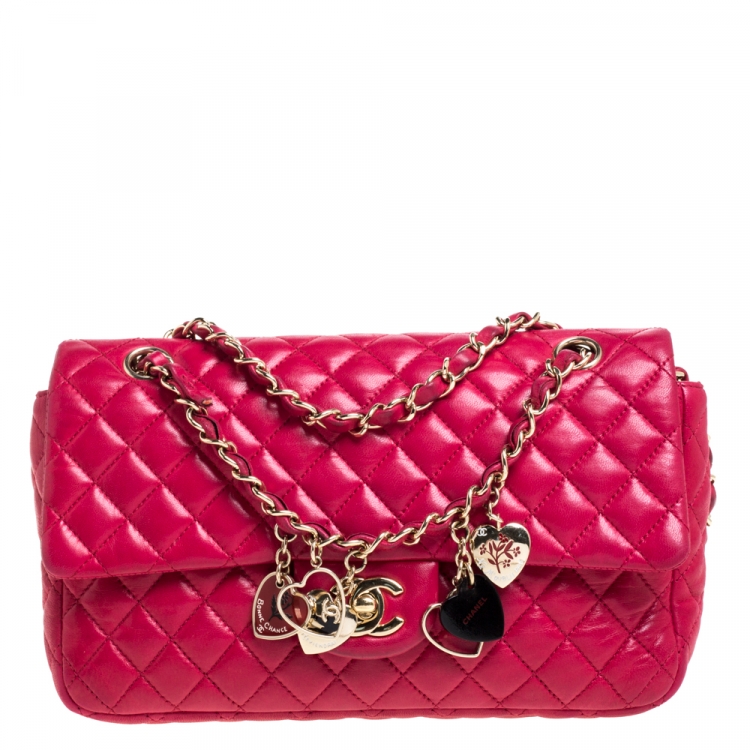 Chanel Dark Pink Quilted Leather Small Valentine Charm Single Flap Bag  Chanel | The Luxury Closet