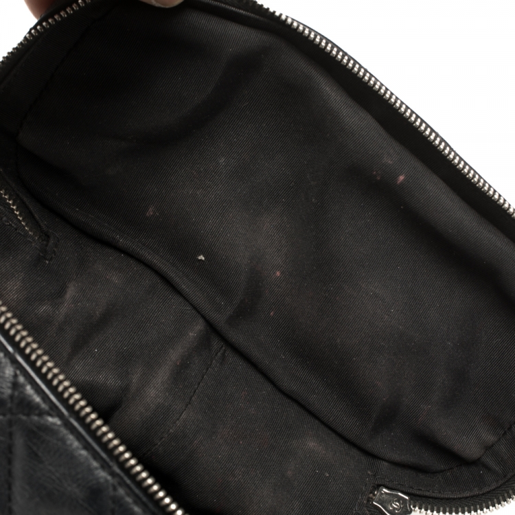 Pre Owned Chanel Black Quilted Leather and PVC Aquarium Backpack