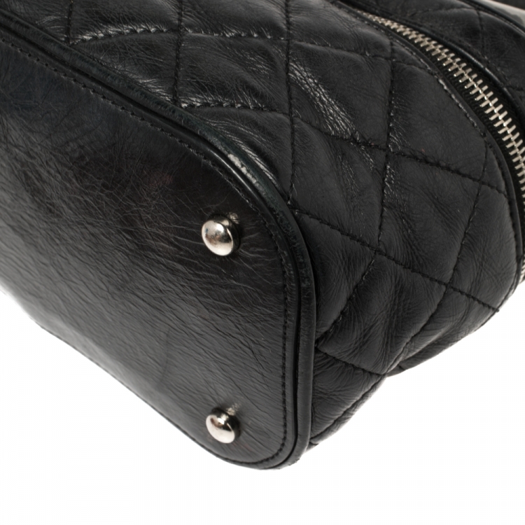 Pre Owned Chanel Black Quilted Leather and PVC Aquarium Backpack