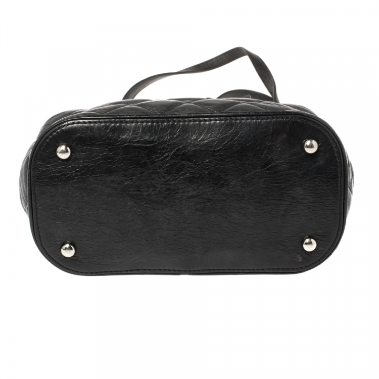 Pre Owned Chanel Black Quilted Leather and PVC Aquarium Backpack