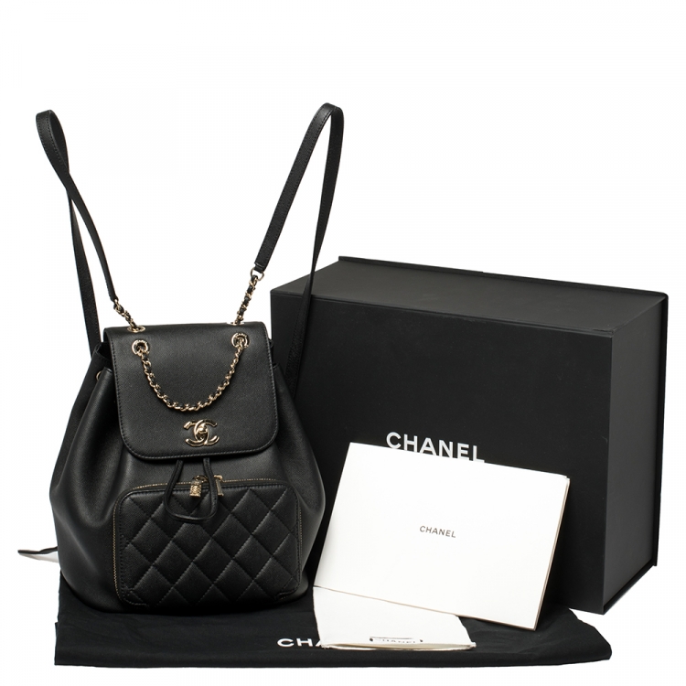مملوكة مسبقًا Chanel Black Quilted Caviar Leather Business Affinity Backpack