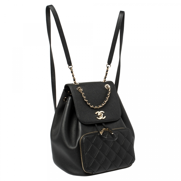 مملوكة مسبقًا Chanel Black Quilted Caviar Leather Business Affinity Backpack