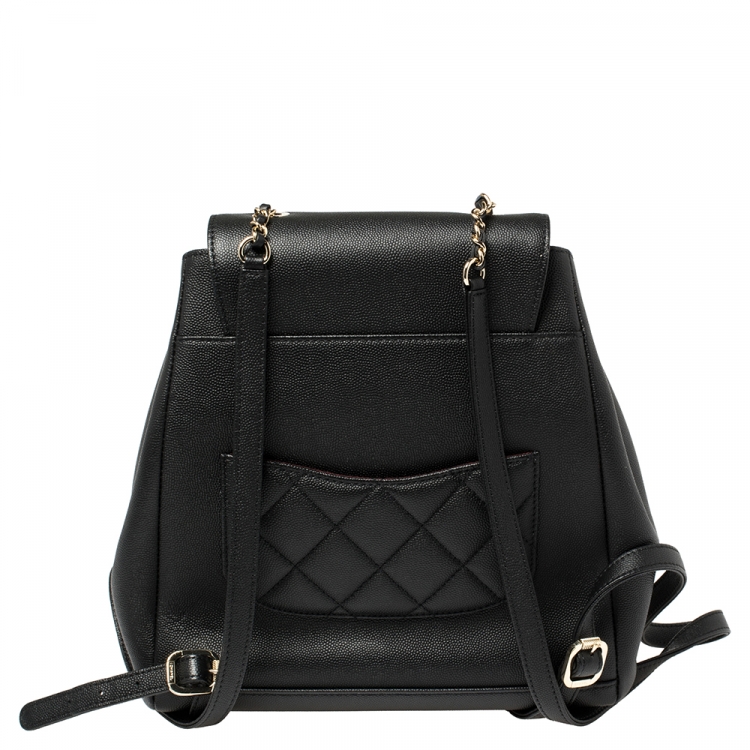 مملوكة مسبقًا Chanel Black Quilted Caviar Leather Business Affinity Backpack