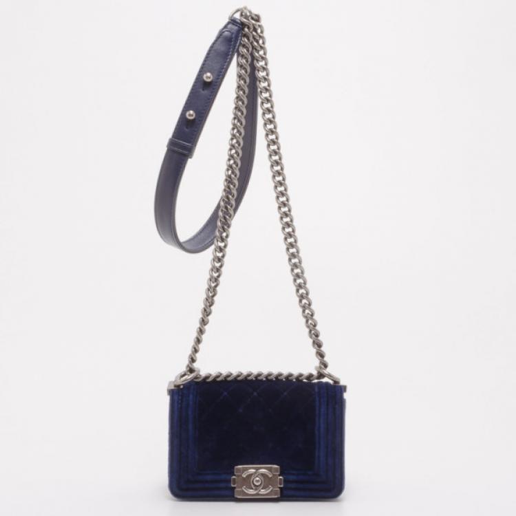 Chanel Blue Velvet Mini Boy Bag Chanel | The Luxury Closet