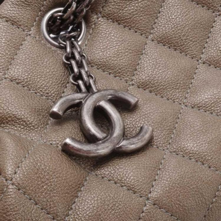 Pre Owned Chanel Dark Gold Caviar Leather Just Mademoiselle Bowling Bag 