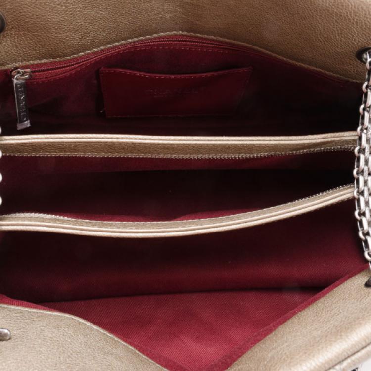 Pre Owned Chanel Dark Gold Caviar Leather Just Mademoiselle Bowling Bag 