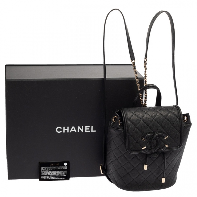 مملوكة مسبقًا Chanel Black Quilted Caviar Leather Filigree Backpack