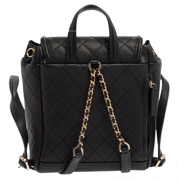 مملوكة مسبقًا Chanel Black Quilted Caviar Leather Filigree Backpack