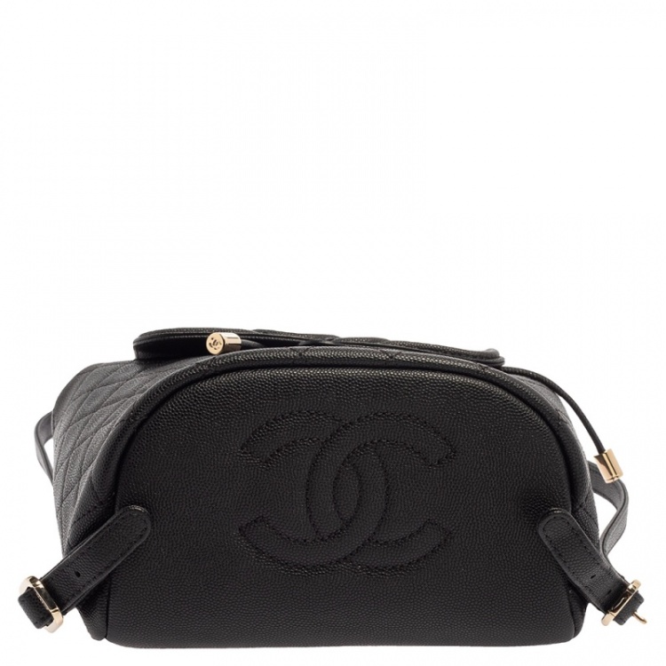مملوكة مسبقًا Chanel Black Quilted Caviar Leather Filigree Backpack