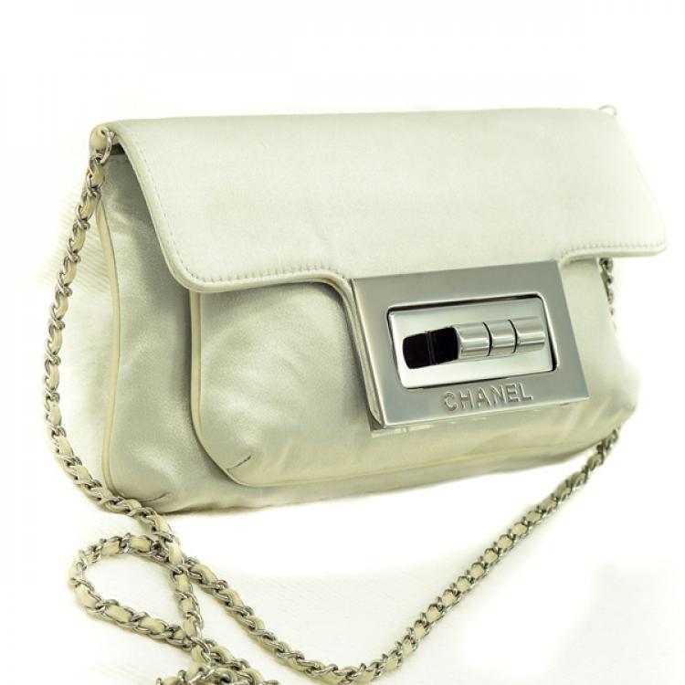 Pre Owned Chanel Evening bag in Duchess Satin and Ruthenium hardware