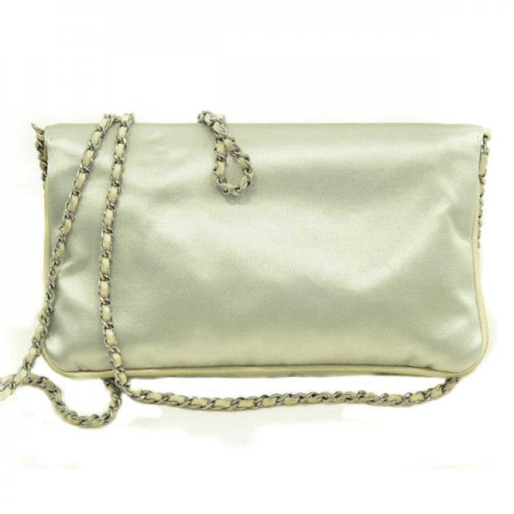 Pre Owned Chanel Evening bag in Duchess Satin and Ruthenium hardware
