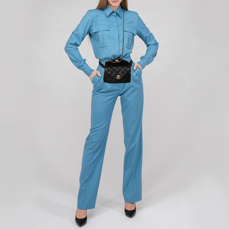 Pre Owned Chanel Black Quilted Leather Envelop Flap Waist Bag