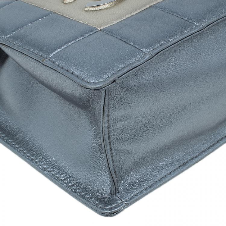 Pre Owned Chanel Silver Multicolor Square Quilted Wristlet Clutch