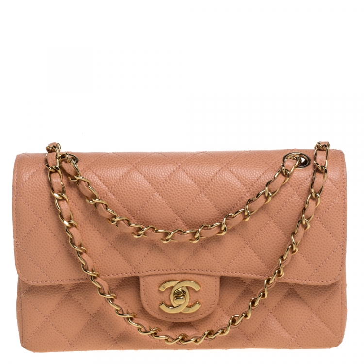 Chanel Peach Quilted Caviar Leather Small Classic Double Flap Bag Chanel |  The Luxury Closet