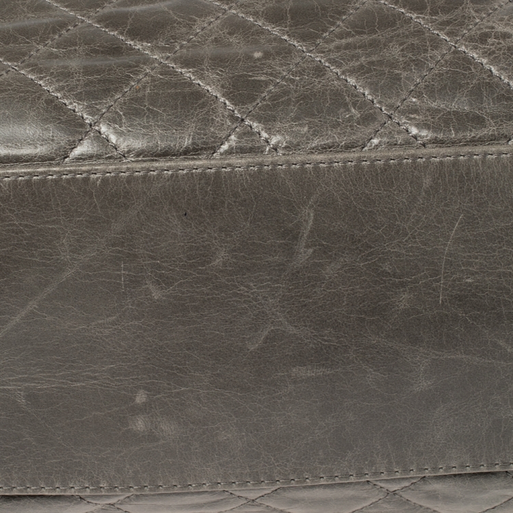Pre Owned Chanel Grey Quilted Leather and Stingray CC Bindi Shopper Tote