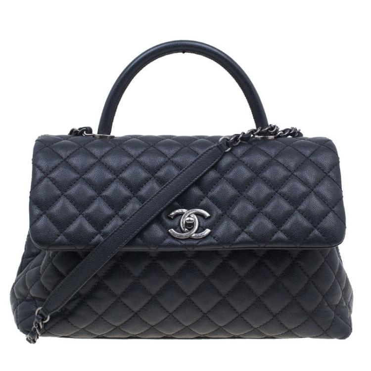 Chanel Black Calfskin Coco Handle Flap Bag Chanel