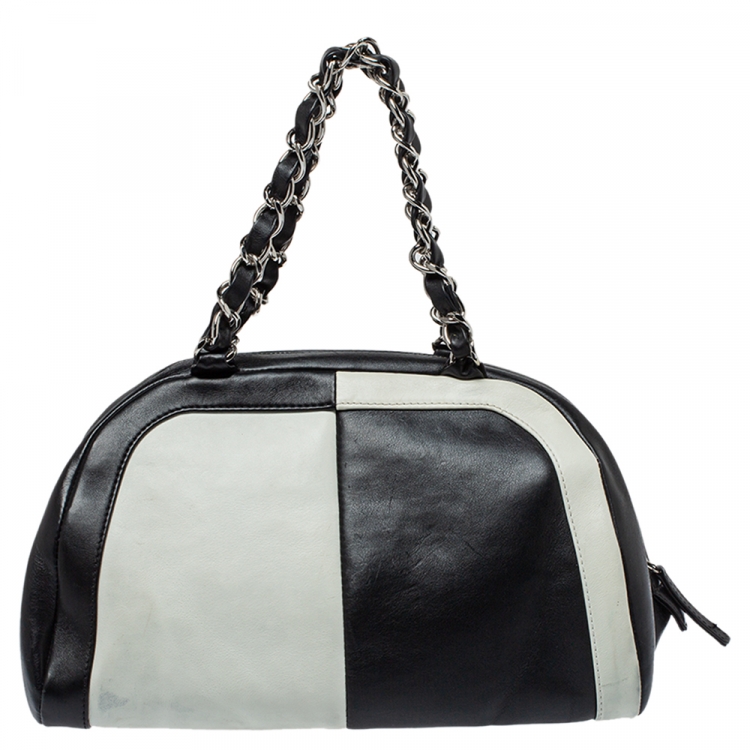 Pre Owned Chanel Bicolor Leather CC Bowling Bag