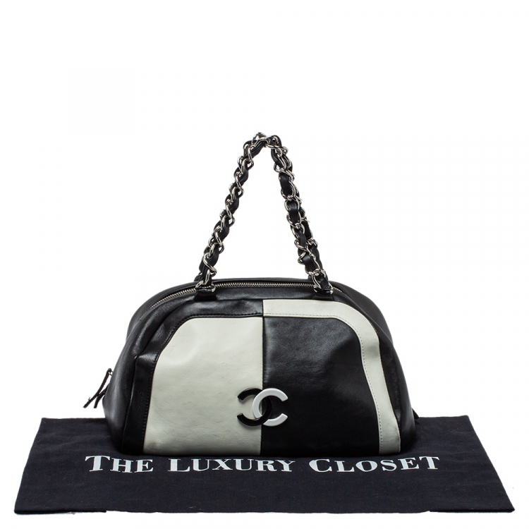 Pre Owned Chanel Bicolor Leather CC Bowling Bag
