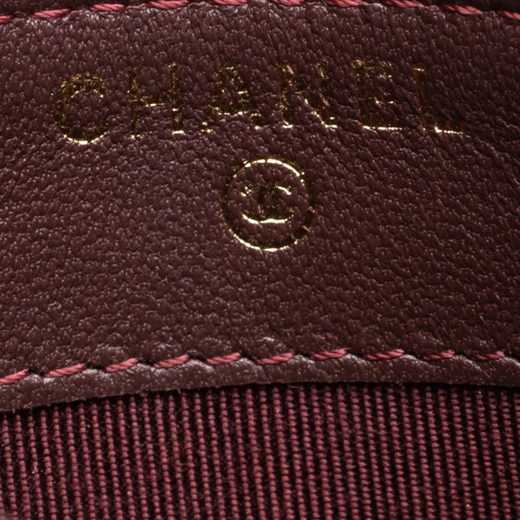 Pre Owned Chanel Black Chevron Leather CC Classic Card Holder
