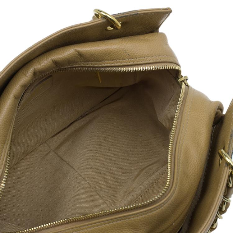 Pre Owned Chanel Beige Quilted Caviar Leather Petite Timeless Shopper Tote
