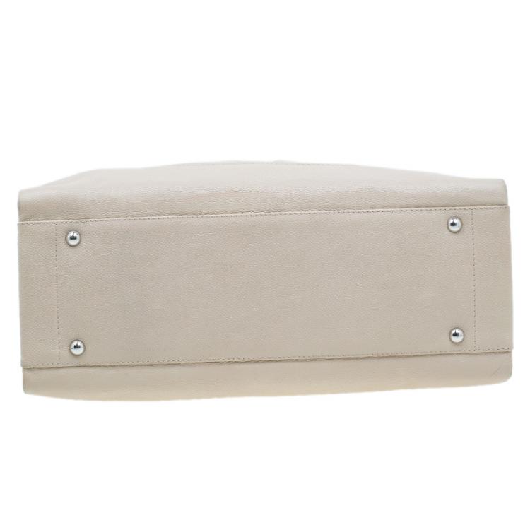 Pre Owned Chanel Beige Caviar Leather CC Shopper Tote 