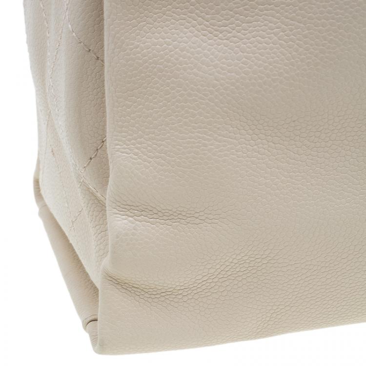 Pre Owned Chanel Beige Caviar Leather CC Shopper Tote 