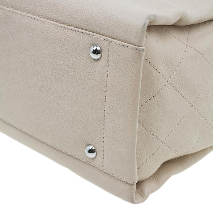 Pre Owned Chanel Beige Caviar Leather CC Shopper Tote 