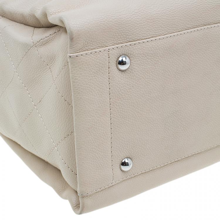 Pre Owned Chanel Beige Caviar Leather CC Shopper Tote 
