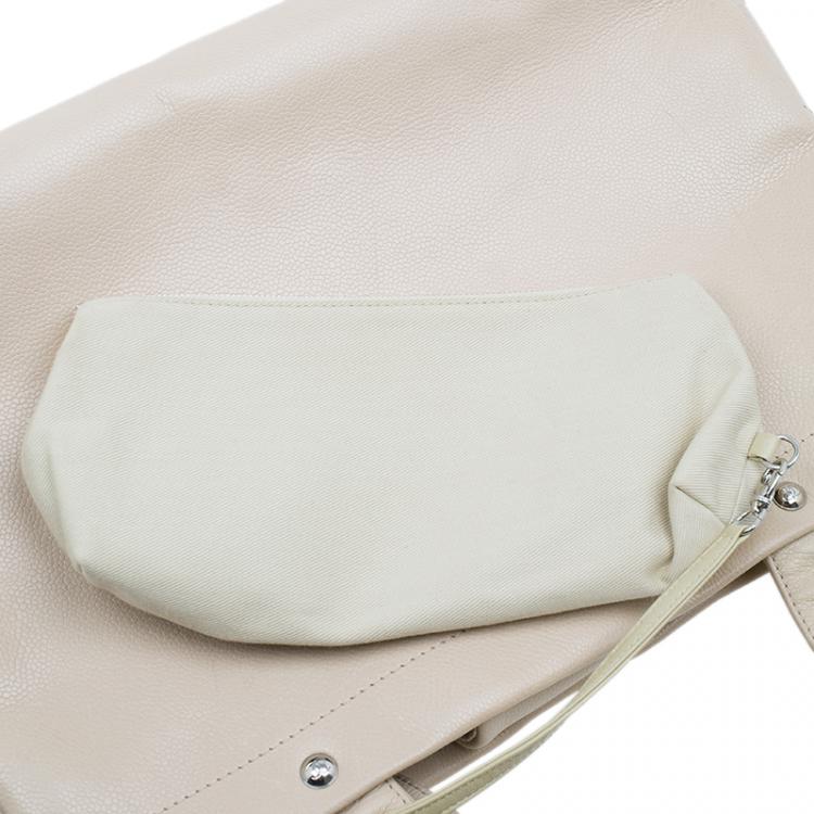 Pre Owned Chanel Beige Caviar Leather CC Shopper Tote 