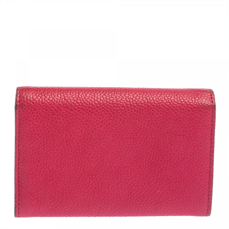 Pre Owned Chanel Pink Caviar Leather CC Flap Card Holder