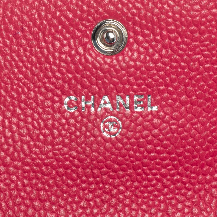 Pre Owned Chanel Pink Caviar Leather CC Flap Card Holder
