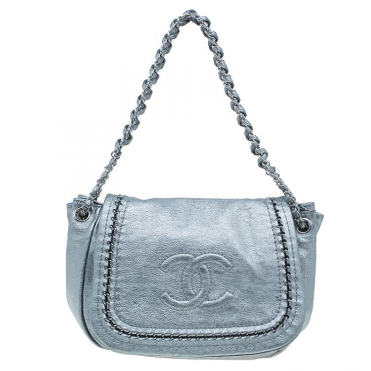 Chanel Silver Leather Jumbo Luxe Ligne Flap Bag Chanel | The Luxury Closet