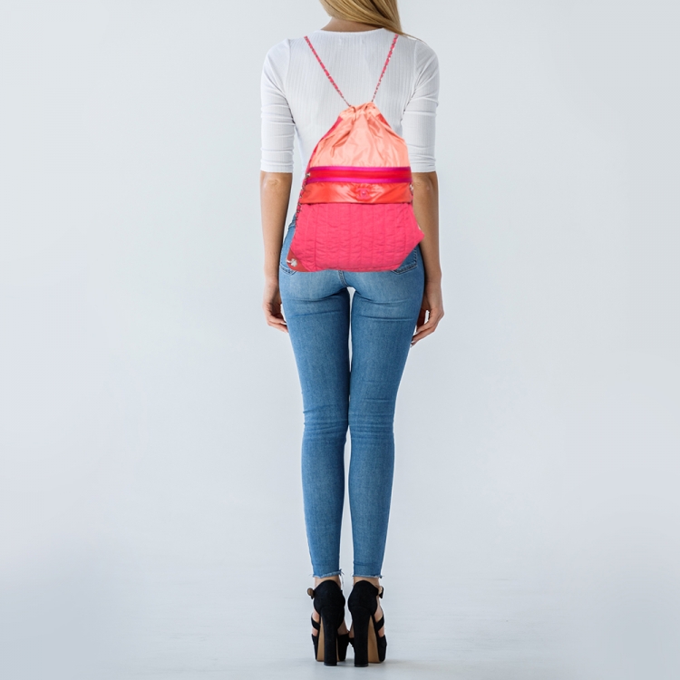 مملوكة مسبقًا Chanel Multicolor Vertical Quilted Nylon Large Coco Neige Convertible Backpack