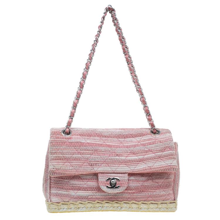 Chanel Pink Quilted Tweed Espadrille Chain Flap Bag Chanel | The Luxury  Closet