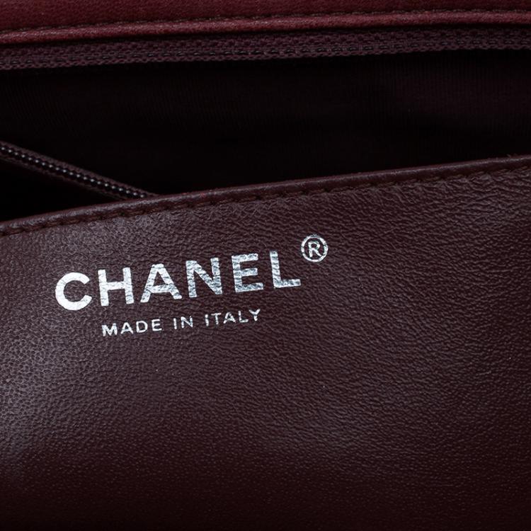 Pre Owned Chanel Burgundy Quilted Patent Leather Jumbo Classic Single Flap Bag